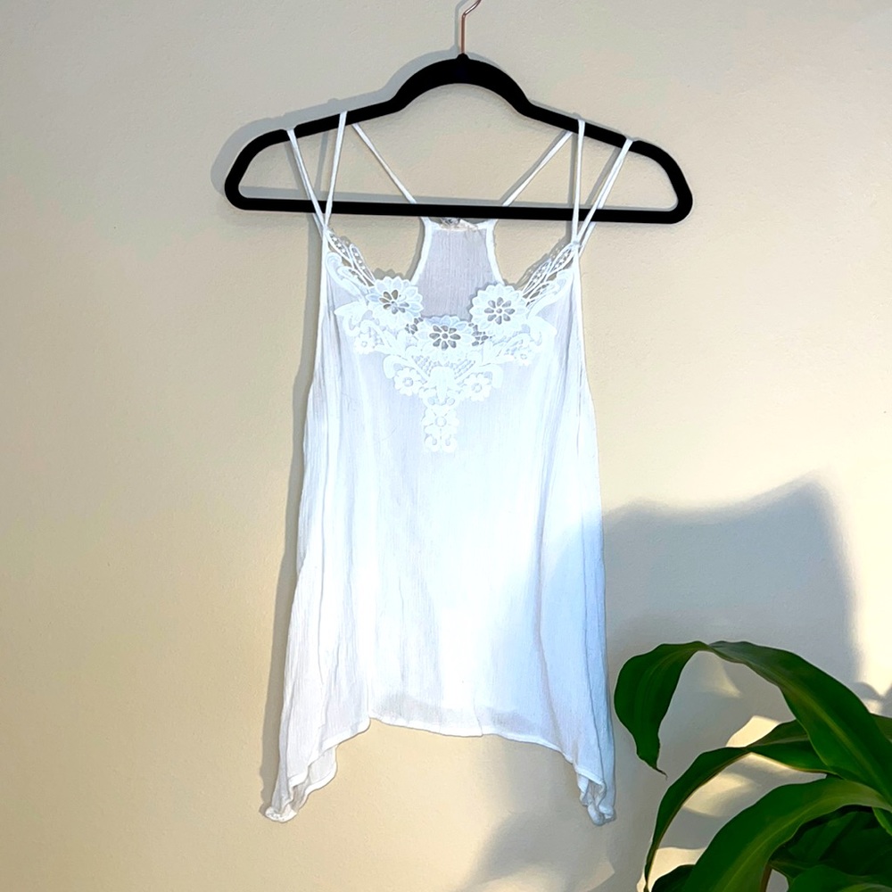 Caution to the wind white tank top with extra straps light and air size M